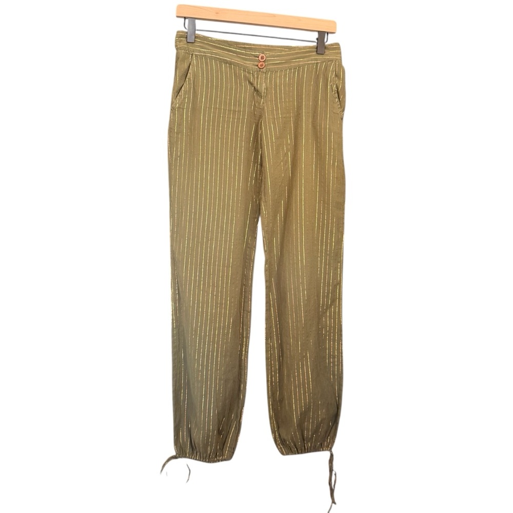 H&M Olive w/ Gold Strips Low Rise Y2K Pants
